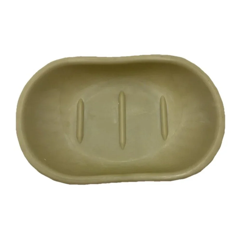Vintage Plastic Soap Dish Footed Brasscraft Made in USA Tan Beige Retro